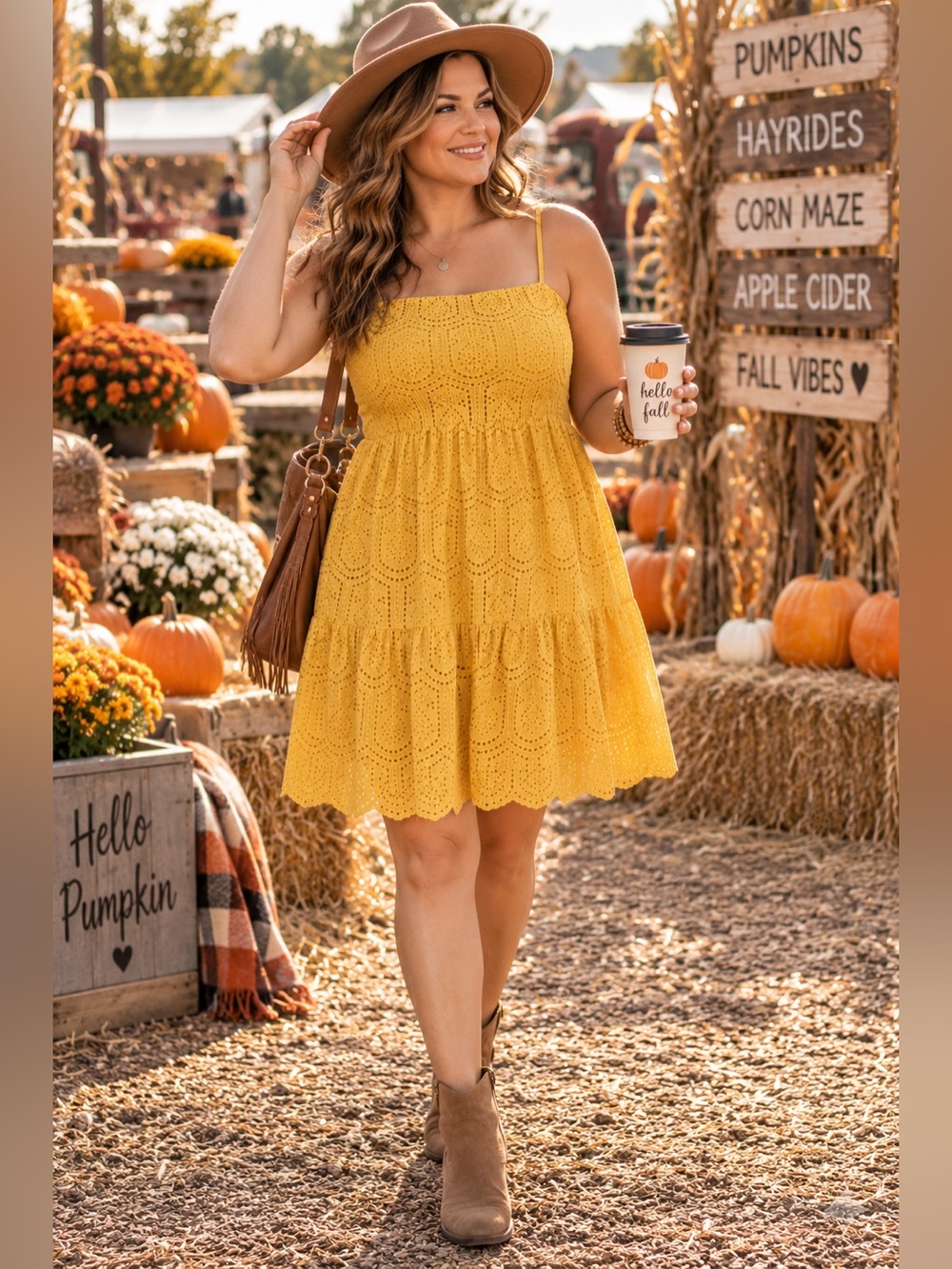 NWT Adelyn Rae Mustard Yellow Cotton Eyelet Mini Cami Dress Open Back XL
